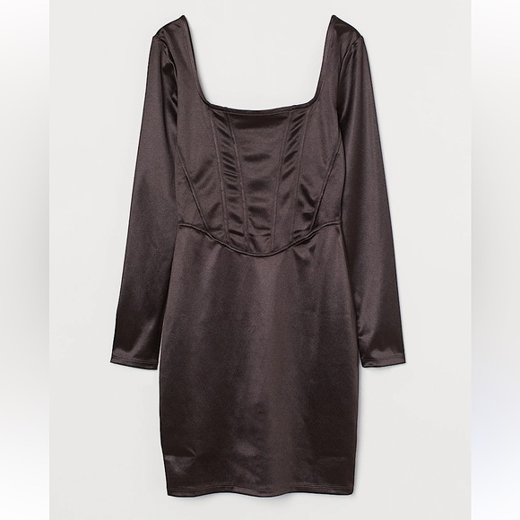 H&M | Dark brown fitted corset style dress - Picture 1 of 9